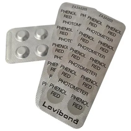 Pastilles d'analyse pH Red Phenol spécial pour photomètre