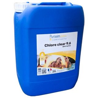 Chlore Clear liquide 9.6% (36° Chl) 20L - Désinfectant Anti-tartre