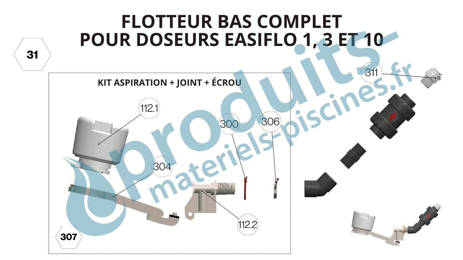 Flotteur bas complet doseurs Easiflo 1, 3 et 10 First