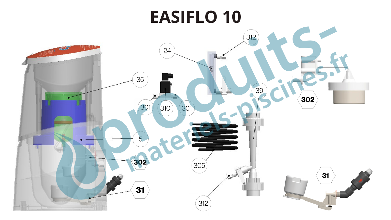 Vue éclatée doseur Easiflo 10 First
