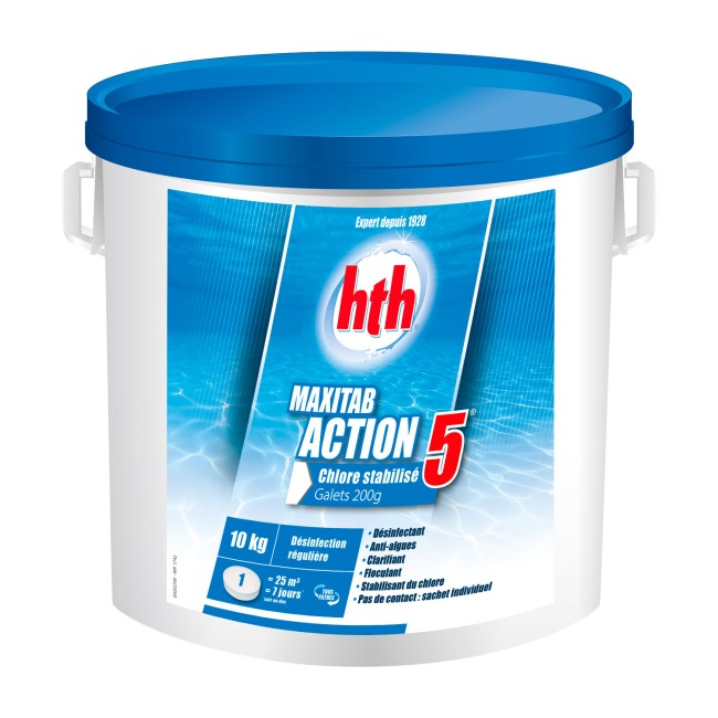 hth Maxitab 200g Action 5 10KG-désinfectant régulier multifonction
